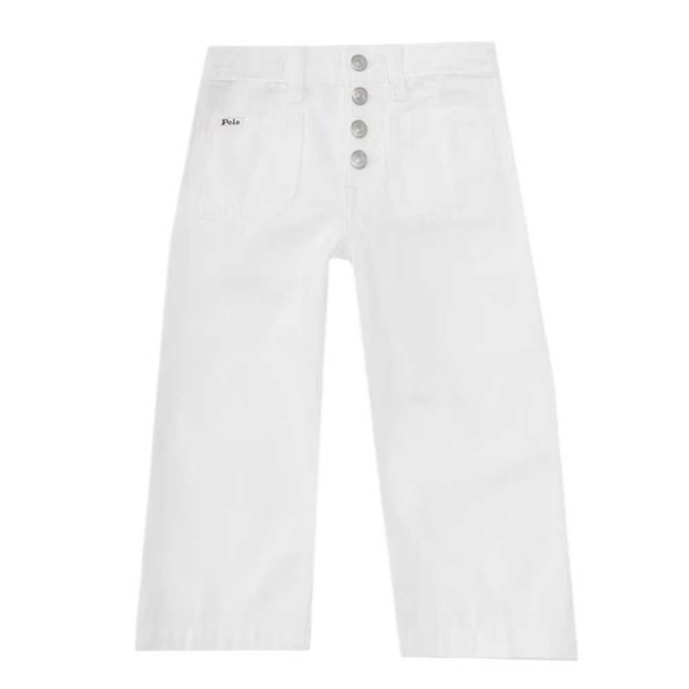 Polo Ralph Lauren NWT Girls Cropped Wide Leg White Jeans Size 8